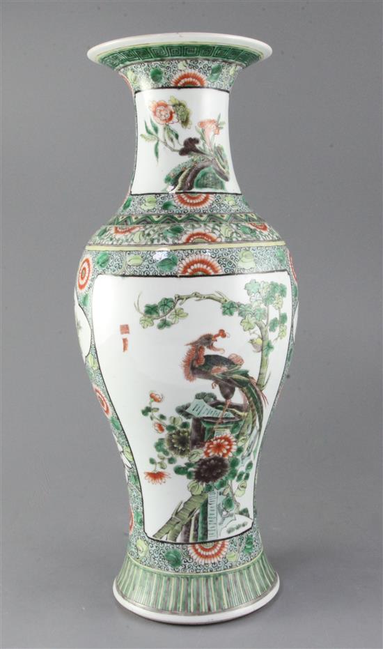 A Chinese famille verte vase, late 19th century, 45.5cm